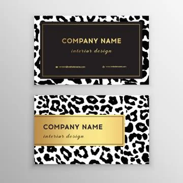 Business card trendy leopard pattern. Wild animals business card. Stock Illustration