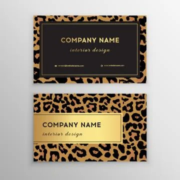 Business card trendy leopard pattern. Wild animals business card. 스톡 일러스트
