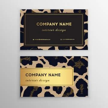 Business card trendy leopard pattern. Wild animals business card. 스톡 일러스트