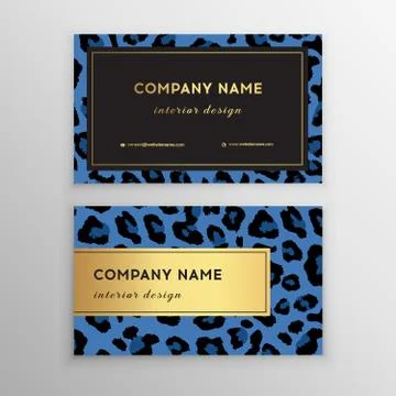 Business card trendy leopard pattern. Wild animals business card. 스톡 일러스트
