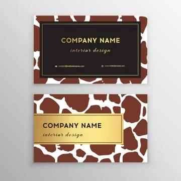 Business card trendy leopard pattern. Wild animals business card. Stock Illustration