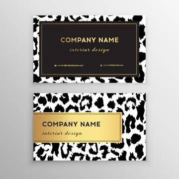 Business card trendy leopard pattern. Wild animals business card. Stock Illustration