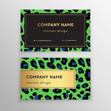 Business card trendy leopard pattern. Stock Illustration