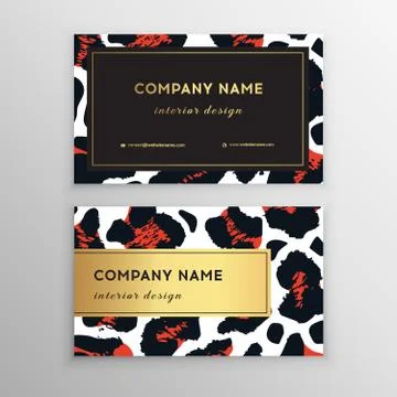 Business card trendy leopard pattern. Illustrazione stock
