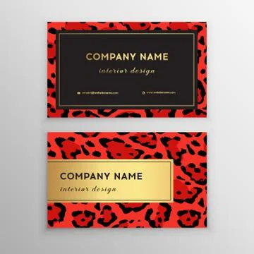 Business card trendy leopard pattern. Stock Illustration