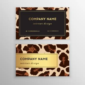 Business card trendy leopard pattern. 스톡 일러스트