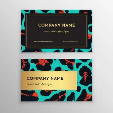 Business card trendy leopard pattern. Stock Illustration