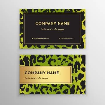 Business card trendy leopard pattern. Illustrazione stock