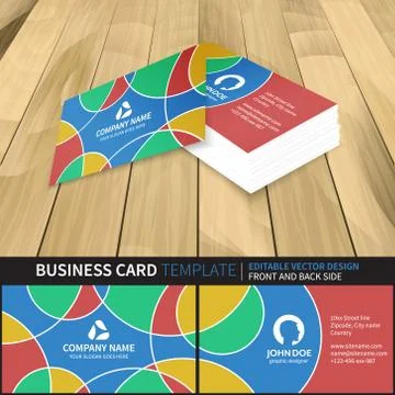 Business card vector template with front and back side. Stock Illustration