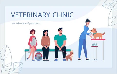Business card for veterinary clinic. Illustration with a veterinarian who takes Stock Illustration