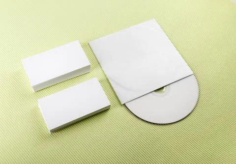 Business cards and compact disk Stock Photos