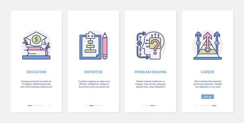 Business career, education, problem solving UX, UI onboarding mobile app page 스톡 일러스트