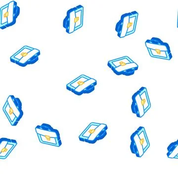 Business case isometric icon seamless pattern color Stock-Illustration
