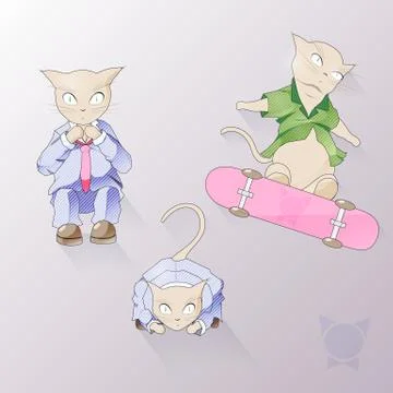 Business cats jacket. Cat at work and at play. Stock Illustration
