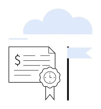 Business certification, achievement, cloud storage, financial services, educa Stockillustratie