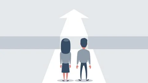 Business challenge and solution vector concept with business people standing Stock Illustration