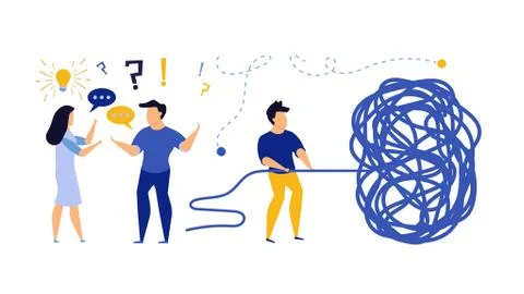 Business challenge vector achievement work progress. Tangle tangled conceptua Ilustración de archivo