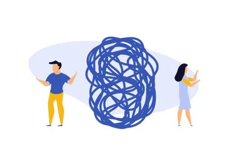 Business challenge vector achievement work progress. Tangle tangled conceptua Illustrazione stock