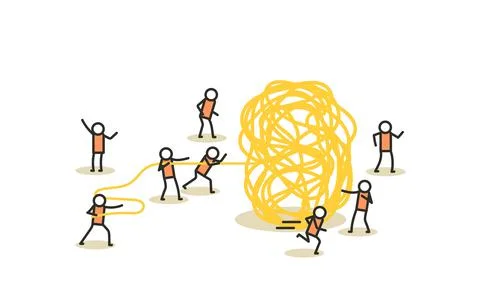 Business challenge vector achievement work progress. Tangle tangled conceptua Stock Illustration