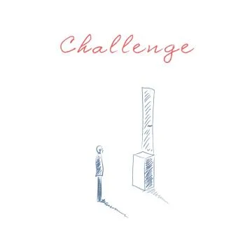Business challenge vector concept with man standing in front of door too high Stock Illustration