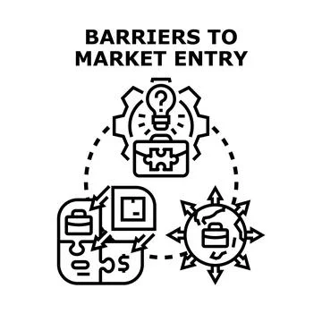 Business challenges creating market entry barriers concept Stock Illustration
