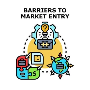 Business challenges creating market entry barriers concept Stock Illustration