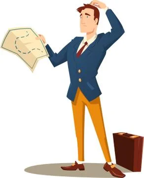 Business character finding Route map for office vector illustration Design Stock Illustration