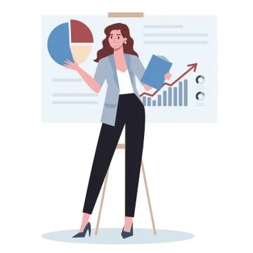 Business character making presentation in front of group of co-worker Stock Illustration