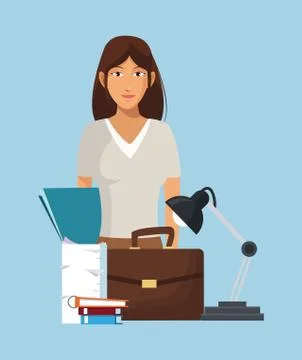 Business character with office elements Illustrazione stock