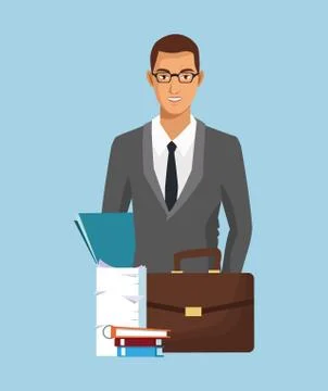 Business character with office elements Stockillustratie