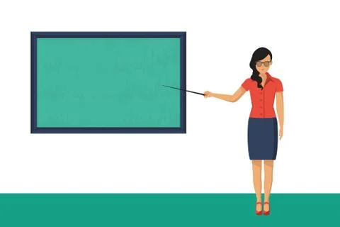 Business character in suit with pointer in hand presenting. Stock Illustration