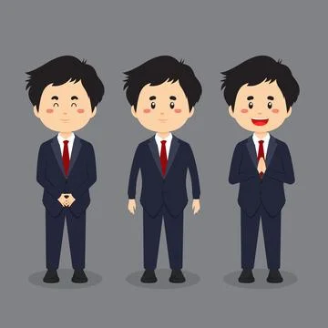 Business Character with Various Expression Stock Illustration