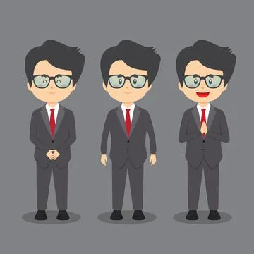 Business Character with Various Expression Stock Illustration