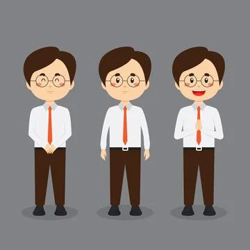 Business Character with Various Expression Stock Illustration