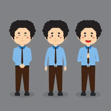 Business Character with Various Expression Stock Illustration