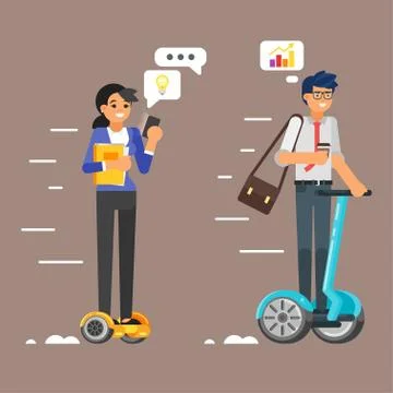 Business characters on hoverboard Illustrazione stock