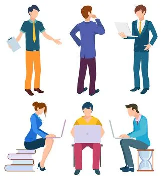 Business Characters Set, Coders and Boss Leader Illustrazione stock
