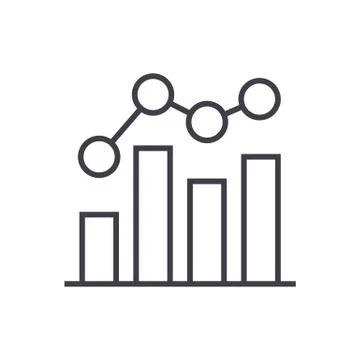 Business chart bar graph  vector line icon, sign, illustration on backgroun Illustrazione stock