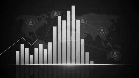 Business chart with bars and line graph over a world map background animati.. Vídeo Stock 337881228