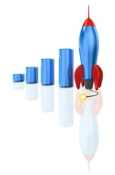 Business chart with Blue Rocket Launch Stock Illustration