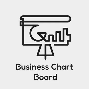 Business chart board vector line icon presentation stand continuous line art Stock Illustration
