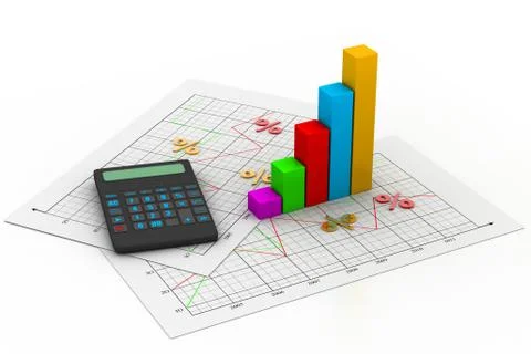Business chart with calculator Illustrazione stock