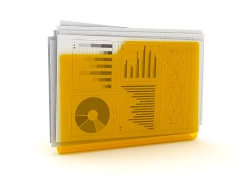 Business Chart Documents in Folder Stock Illustration