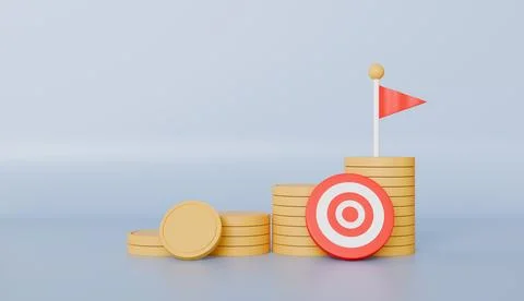 Business chart graph and coin stacks, Growing bars graph rising forward Stock Illustration