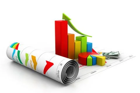 Business chart with growth graph Stock Illustration