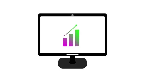 Business chart icon animation on a Desktop. Stock Footage 286143096