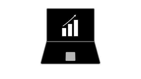 Business chart icon animation on a laptop. Stock Footage 286143100