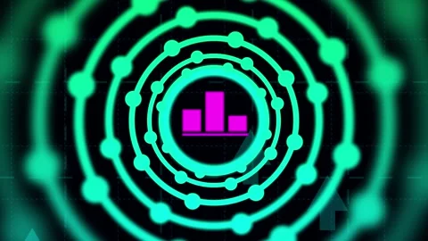 Business Chart Icon with Rotating Circle Animation for Success Stock Footage 282577388