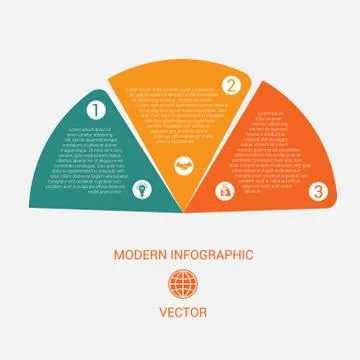 Business chart modern infographic vector template from color semicircle for 3 Stock Illustration