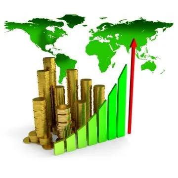 Business chart over earth map Stock Illustration